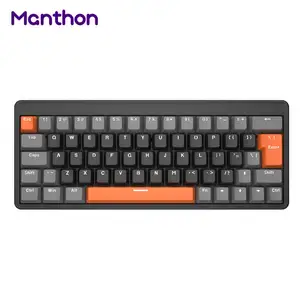 Keyboard Mekanis Gaming Mini, Saklar Merah Nirkabel 64 Kunci untuk Pc dan Mac