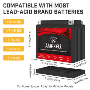 ヤマハyxx12-bs/ytx1bs/ytx16-bs4用12v8ah鉛酸交換Lifepo4オートバイスターターバッテリー - Product Image 2