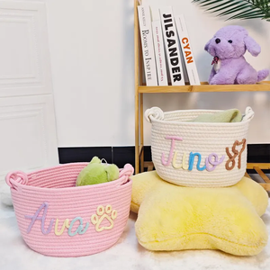 Impresión Bajo Demanda, Dropshipping, Bolsa de Cuerda de Algodón Tejida <span class=keywords><strong>Personalizada</strong></span> <span class=keywords><strong>con</strong></span> <span class=keywords><strong>Nombre</strong></span> Bordado, Cesta de Almacenamiento para Bebés - Product Image 4