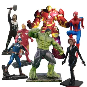 Toptan avengers yaşam boyutu heykeli-Yaşam boyutu Avengers film kahraman koleksiyonu 2 M fiberglas kaptan amerika demir adam mermer heykel