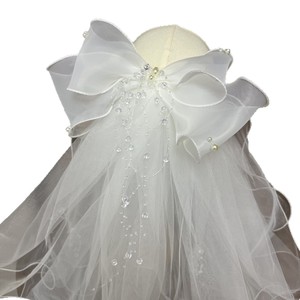 Voile de mariée court en maille ivoire avec nœud W073003, accessoire de coiffure pour la tête de la mariée - Product Image 5