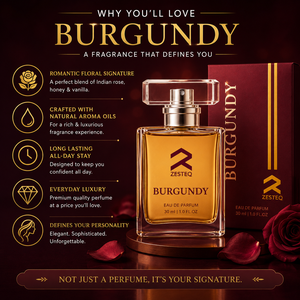 Parfum pour femme Zesteq Burgundy Premium 30 ml Eau de Parfum aux notes florales élégantes de rose, miel et vanille pour un confort quotidien - Product Image 5