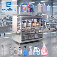 Chaîne de remplissage et d'emballage entièrement automatique à servo-piston pour liquides visqueux (200 ml) : shampoing, gel douche, confiture