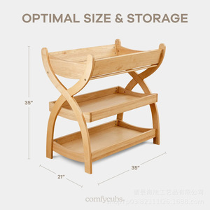 Table à langer multifonctionnelle en bois massif avec étagère de rangement pour bébés de 0 à 12 mois - Product Image 2