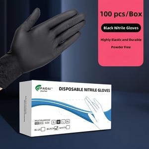 Gants d'examen en <span class=keywords><strong>nitrile</strong></span> noir, vente en gros d'usine, 4g, sans poudre, pour l'alimentation et le tatouage, gants de sécurité - Product Image 3