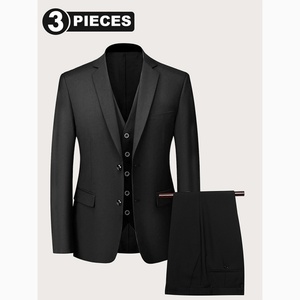 Traje de Negocios de Tres Piezas para Hombre, Estilo Italiano, Transpirable, Antiarrugas, con Logotipo Personalizado, Colores para Todas las Temporadas - Product Image 1