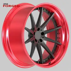 Custom Black And Red Passenger Car Wheels 21 22 20 Inch 10 Spoke Forged Alloy Rims 2 Piece Split Wheels For 2013 Lexus Gs 350