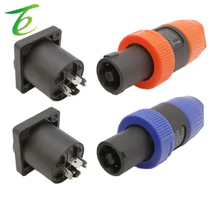 2Pcs Orange & Blue 4 Pin NL4FC Male Audio Plug Connector 4 Pole Speakon Female Socket Jack Speaker Connectors