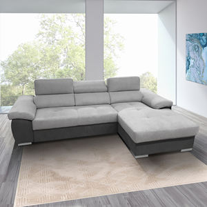 SALA DE ESTAR VERONICA CON PENÍNSULA DERECHA EN TELA GRIS BICOLOR - Product Image 1