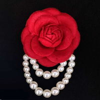 Bros Bunga Gaya Korea Vintage Eksklusif Bros Kamelia Hitam dan Putih dengan Hiasan Mutiara Dapat Digunakan Sebagai Gelang.