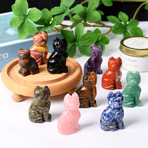 天然宝石猫像彫刻ローズクォーツとアメジストクリスタルその他クリスタル工芸品 - Product Image 3