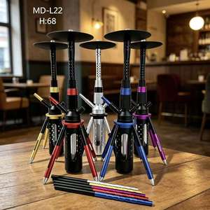 MD-L22 68cm Tripod <b>Hookah</b> Aluminum Shisha <b>Pipe</b> Set Colorful Smoking Accessory for Lounge Bar - Product Image 2