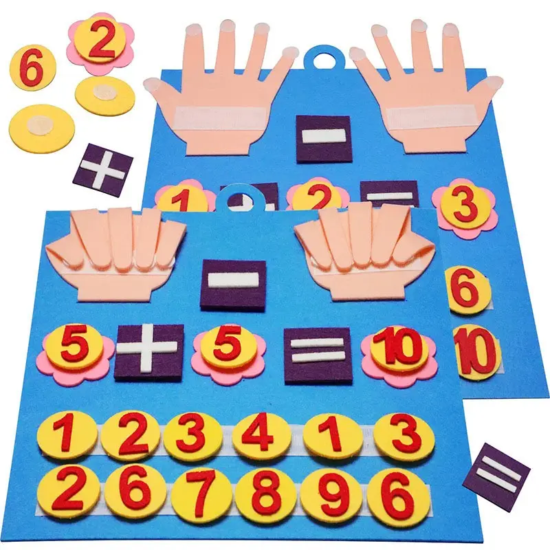 Kid Montessori Felt Finger Numbers Math Toys Children Counting Early Learning Educational Board For Toddlers 30*30cm