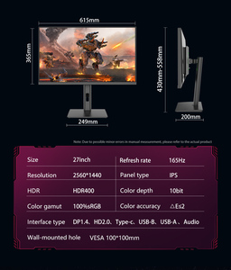 Usine pas cher prix Oem écran de bureau 27 pouces <span class=keywords><strong>QHD</strong></span> moniteur de jeu 165hz moniteur d'ordinateur <span class=keywords><strong>PC</strong></span> - Product Image 5