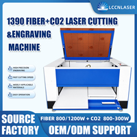 Machine de découpe laser CO2 à fibre LCCNLASER, équipement de gravure combiné pour métaux et non-métaux, double tête 1390, acier, bois, acrylique