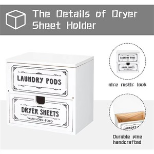 <strong>Wood</strong> Lightweight Dryer Sheet Holder Hinged Lid Farmhouse Rustic Container <strong>Box</strong> <strong>Laundry</strong> Room Decor Organization Fabric Pods - Product Image 4