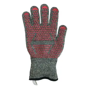 High Quality Aramid Fiber Silicone Dots Anti Slip Heat Resistant BBQ Kitchen Gloves
