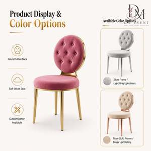Chaise de mariage ronde en acier inoxydable doré avec rembourrage capitonné rose pour la location d'événements et de banquets (vente en gros) - Product Image 5