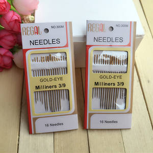 Agujas de coser a mano multiusos 3/9 con punta dorada, paquete de 16 unidades, agujas de coser a mano de acero al carbono fino, Tienda Departamental 1 Yuan - Product Image 1