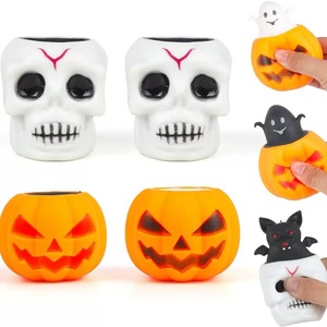 Nouvelles balles anti-stress amusantes en plastique en forme de tête de citrouille pour Halloween, jouets unisexes à partir de 14 ans, succès du marché nocturne, en stock - Product Image 4