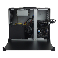 Ordinateur robuste MACASE à trois écrans pliables de 17,3 pouces avec résolution LCD 1920x1080, prend en charge les cartes mères EATX jusqu'à 140 mm, refroidissement intégré