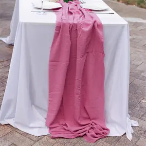 Tassel Home Table Runner Luxury Hot Pink Table Runner 400cm Long Cotton Table Runner