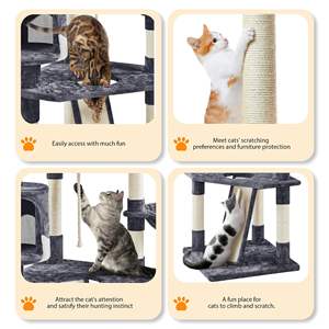 <span class=keywords><strong>Best</strong></span> Verkopende Huiskat Product Lang Modern Hout Grijze Vloer Tot Plafond Multi-Level Kat Toren Hout Kattenboom - Product Image 4