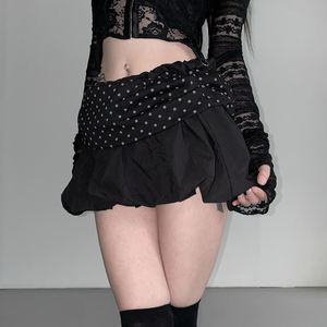 Cute Color Block Polka Dot Patchwork <b>Mini</b> Skirt Women Natural Waist Bubble A-Line Slim Fit Puff Style Streetwear - Product Image 6