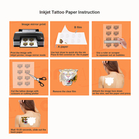 Kertas Transfer Kosong untuk Tato Temporer, Putih, Modis, untuk Pencetakan Inkjet, untuk Mencetak Tato Temporer Kustom DIY di Tubuh & Wajah