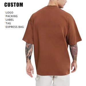 Fabricant en gros de T-shirts en coton tricoté 100% lourd, coupe oversize à épaules tombantes, style streetwear de luxe, vierges pour impression personnalisée - Product Image 3