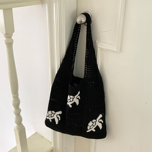 Borsa tote da spiaggia personalizzata in tessuto, con ricamo a forma di granchio oceanico, borsa a tracolla portatile in maglia, borsa tote da spiaggia all'<span class=keywords><strong>uncinetto</strong></span> fatta a mano - Product Image 3