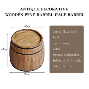 Barril <span class=keywords><strong>de</strong></span> <span class=keywords><strong>Vino</strong></span> Antiguo <span class=keywords><strong>de</strong></span> Roble Sostenible <span class=keywords><strong>de</strong></span> 55 cm <span class=keywords><strong>de</strong></span> Diámetro, Truncado, para Montar en la Pared, Decoración <span class=keywords><strong>de</strong></span> Pascua, Pintado a Mano en Rojo - Product Image 2