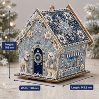 Décoration de bureau en résine maison de pain d'épices lumineuse, peinture diamant DIY, ornement de maison de pain d'épices illuminée pour Noël