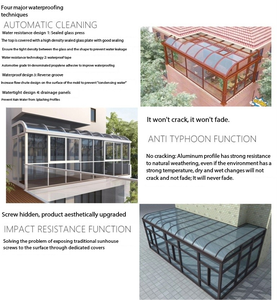 Salle <span class=keywords><strong>de</strong></span> soleil moderne sur pied Toit trempé Extérieur Aluminium Verre Solarium Véranda <span class=keywords><strong>de</strong></span> jardin Cour Fenêtres coulissantes - Product Image 6