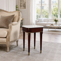 Table basse en bois massif de qualité supérieure, plateau en marbre, base rainurée, design moderne et luxueux, meuble multifonctionnel pour la maison, appartement, salon
