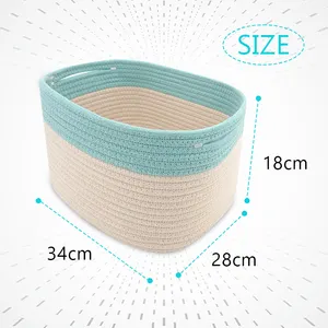Blanket Basket Woven Nursery Cotton Rope Baskets For Storage Living Room Toy Organizing With Handle
