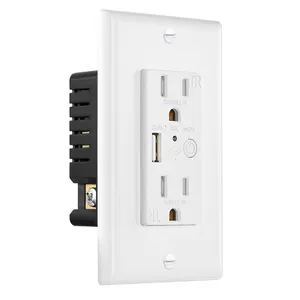 Tuya WiFi USB Wall Outlet US Double Electrical Sockets USB Charge On/Off Switch Tuya APP Voice Control Alexa Google Home