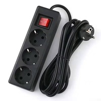 Multiprise européenne avec interrupteur, câble en cuivre pur, 1800W 250V, pour l'Allemagne et la Russie, usage domestique et commercial