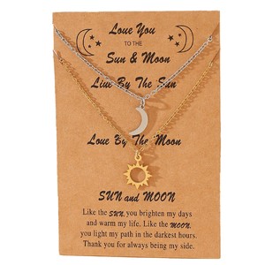 MIENTER Pendentifs <span class=keywords><strong>Collier</strong></span> pour Couples Mode Plaqué Or En Acier Inoxydable <span class=keywords><strong>Lune</strong></span> Soleil Charmes Colliers - Product Image 4