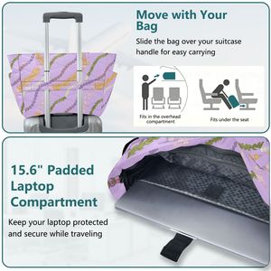 Sac fourre-tout matelassé personnalisé à motif floral Hawaïen Lavande Puakenikeni pour femme, idéal pour le travail, les voyages ou comme sac à bandoulière - Product Image 4