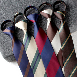 <span class=keywords><strong>Cravate</strong></span> zippée sans nœud pour <span class=keywords><strong>homme</strong></span>, style rétro décontracté, rayée, 8 cm, marron <span class=keywords><strong>beige</strong></span> kaki, formelle et professionnelle - Product Image 1