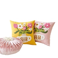 Coussin de dossier de canapé de salon en tissu avec fermeture éclair, motif brodé personnalisable style américain, plantes et fleurs