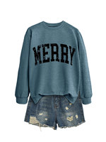 Pour Wish Independent Store : Sweat à capuche décontracté chic pour femme, personnalisé avec la lettre MERRY ajourée noir et blanc, collection automne/hiver