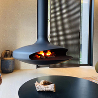 Cheminée suspendue haut de gamme personnalisée à bois, poêle moderne suspendu pour villa, hôtel, gîte et usage domestique