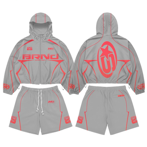 Ensemble short et coupe-vent léger pour homme – Tenue décontractée de sport, entraînement, course à pied, gym – Personnalisable avec logo - Product Image 4