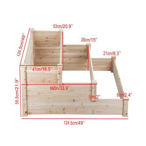 Petit lit de jardin surélevé <span class=keywords><strong>en</strong></span> <span class=keywords><strong>bois</strong></span> rustique sculpté à la main 3 niveaux arrière-cour décoratif stable - Product Image 5