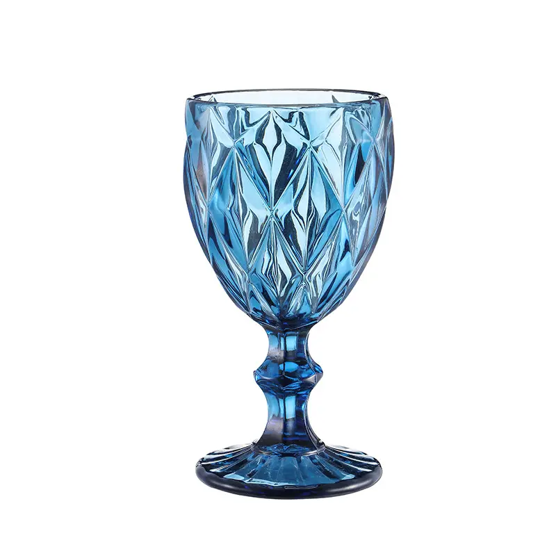 Hot Sale Farbe Diamant Textur klare Weingläser Becher Gläser Becher Vintage Glas
