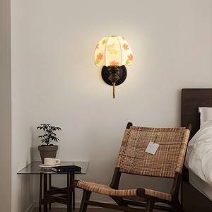 Lámpara de pared de tela de estilo retro, fuente de luz LED, base de bombilla E26, control de interruptor para dormitorio, sala de estar - Product Image 4