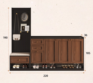 Moderno Armadio Portascarpe in Legno <span class=keywords><strong>e</strong></span> Appendiabiti con Pannello Forato Regolabile <span class=keywords><strong>e</strong></span> Panca Portaoggetti per Soggiorno - Design Ecologico <span class=keywords><strong>e</strong></span> Durevole - Product Image 2