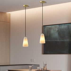 Lámparas Colgantes de Alabastro <span class=keywords><strong>Natural</strong></span>, Tubo Largo de Mármol Blanco, Lámpara de Araña Ajustable Moderna <span class=keywords><strong>para</strong></span> Isla de Cocina, Dormitorio, Pasillo - Product Image 3
